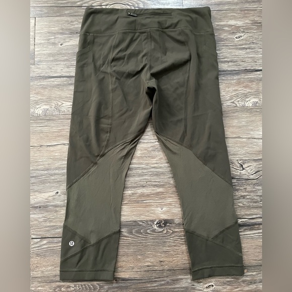 lululemon athletica Pants - Lululemon Pace Rival Crop Leggings Dark Olive High Rise Size 10